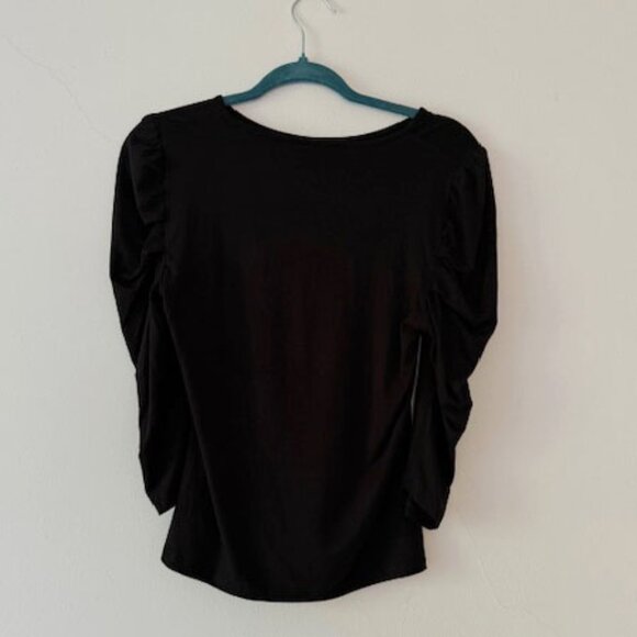 Bebe black jersey 3/4 sleeve top with BeBe rhinestones—Junior SZ Medium - Picture 5 of 5